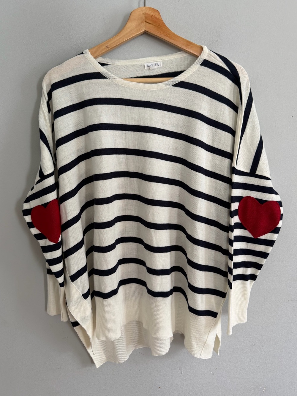 Mersea Amour Sweater Heart Patch Navy Stripe OS